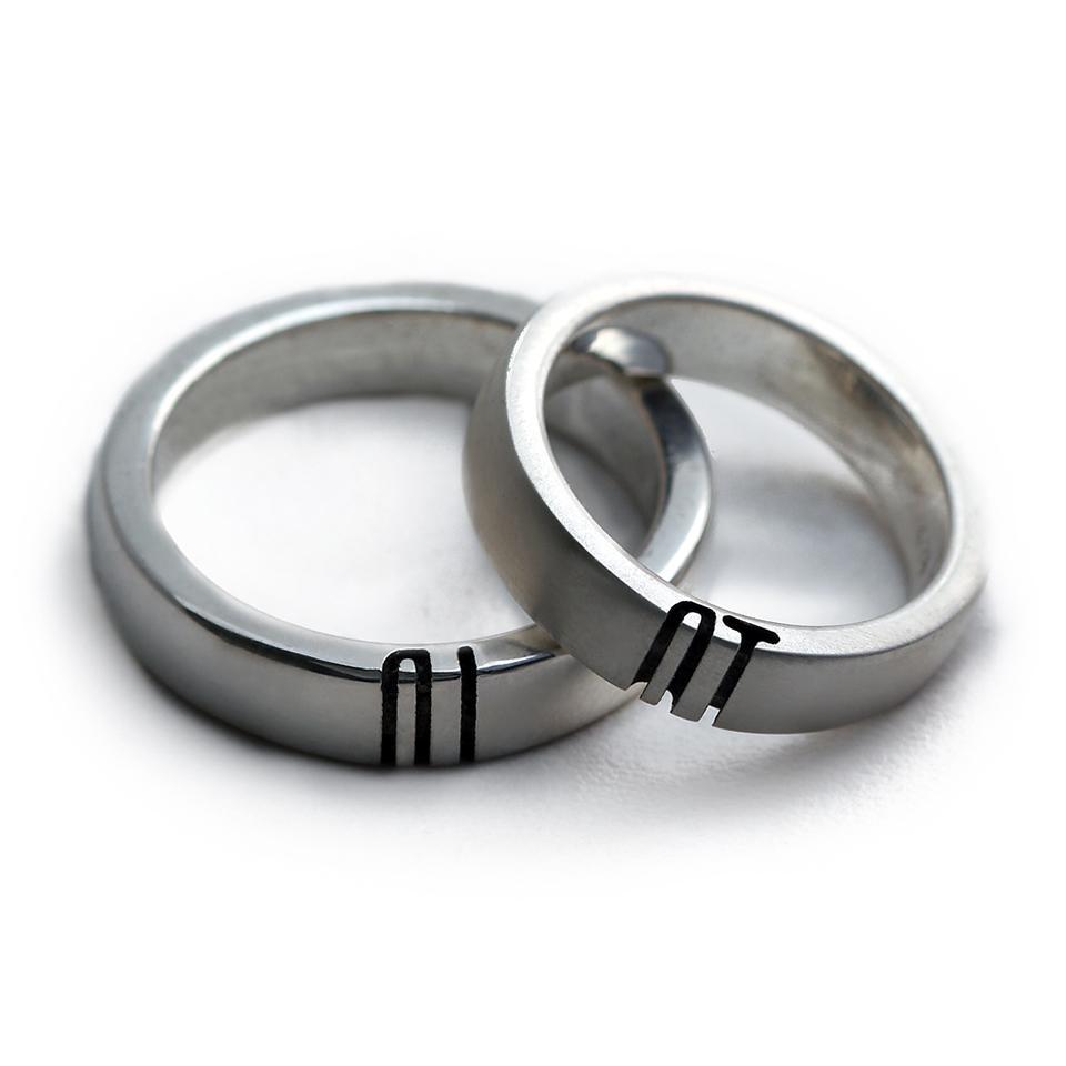 Handmade Your Drawings Ring Unique Wedding Band Two Tone Silver Black –  jringstudio