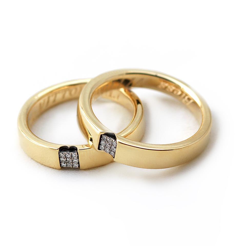 Gold matching promise bands with diamonds - for couples – Cadi Jewelry